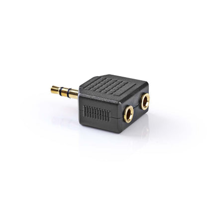 Nedis CAGP22945BKG | Stereo Audio Adapter | 3.5 mm Male | 2x 3.5 mm Female | Gold Plated | Straight | ABS | Black | 10 pcs | Polybag