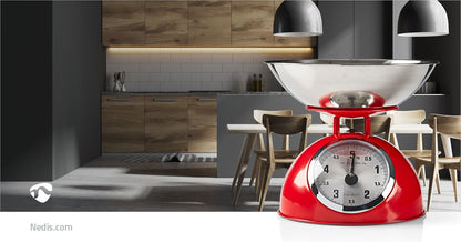 Nedis Kitchen Scales | Analog | Stainless Steel | Removable Bowl | Red