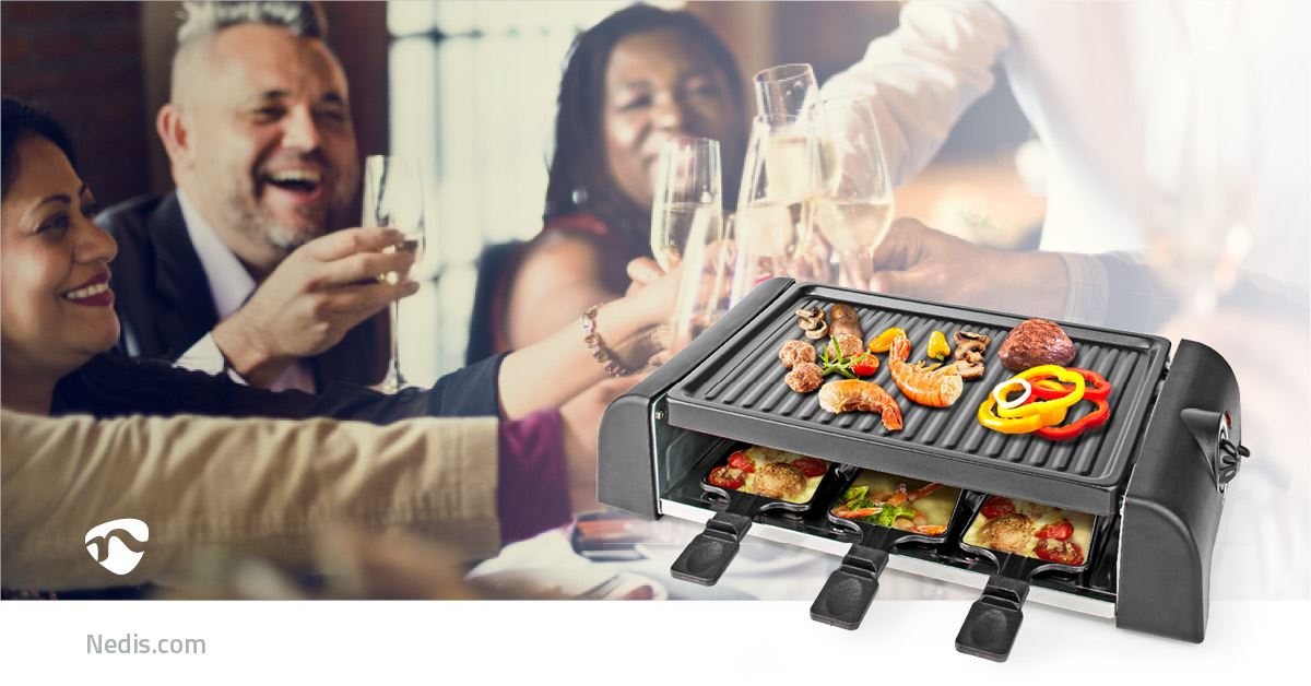 Nedis Gourmet / Raclette | Grill | 6 Persons | Spatula | Temperature setting | Non stick coating | Rectangle
