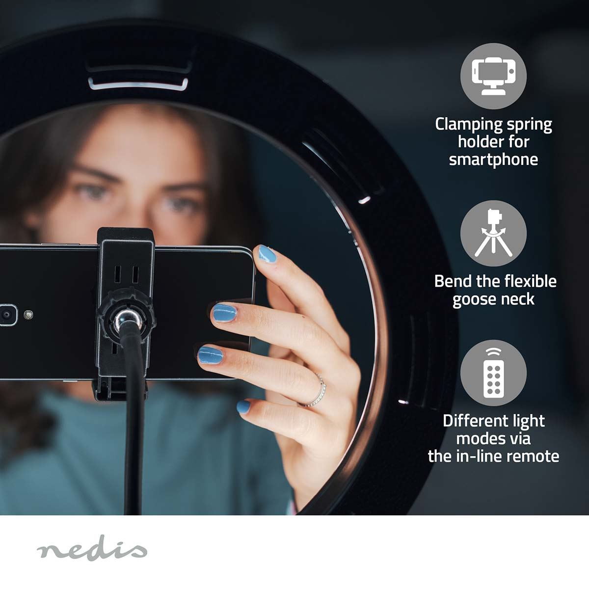 Nedis Ring Light | 10 inch | 120 LED's | 2700 - 6700 K | Tripod | Black