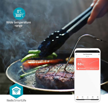 Nedis BTKAT10GY | SmartLife Meat / BBQ Probe Thermometer | Bluetooth | 2 Probes