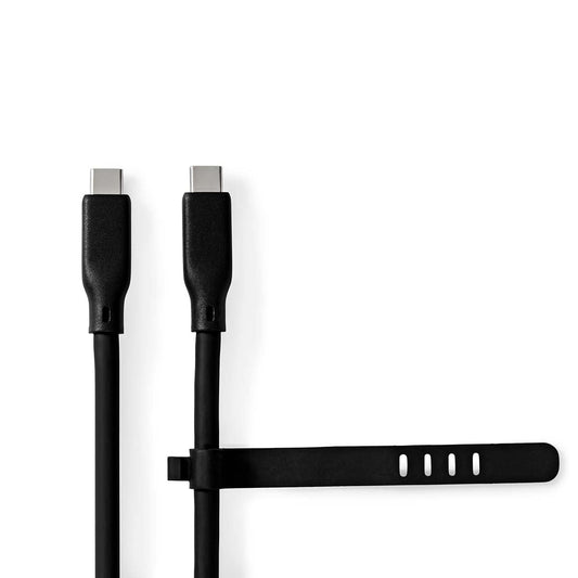 Nedis USB Cable | USB 3.2 Gen 2 | USB-C™ Male | USB-C™ Male | 240 W | 8K@30Hz | 20 Gbps | Nickel Plated | 1.00 m | Round | Silicone | Black | Box
