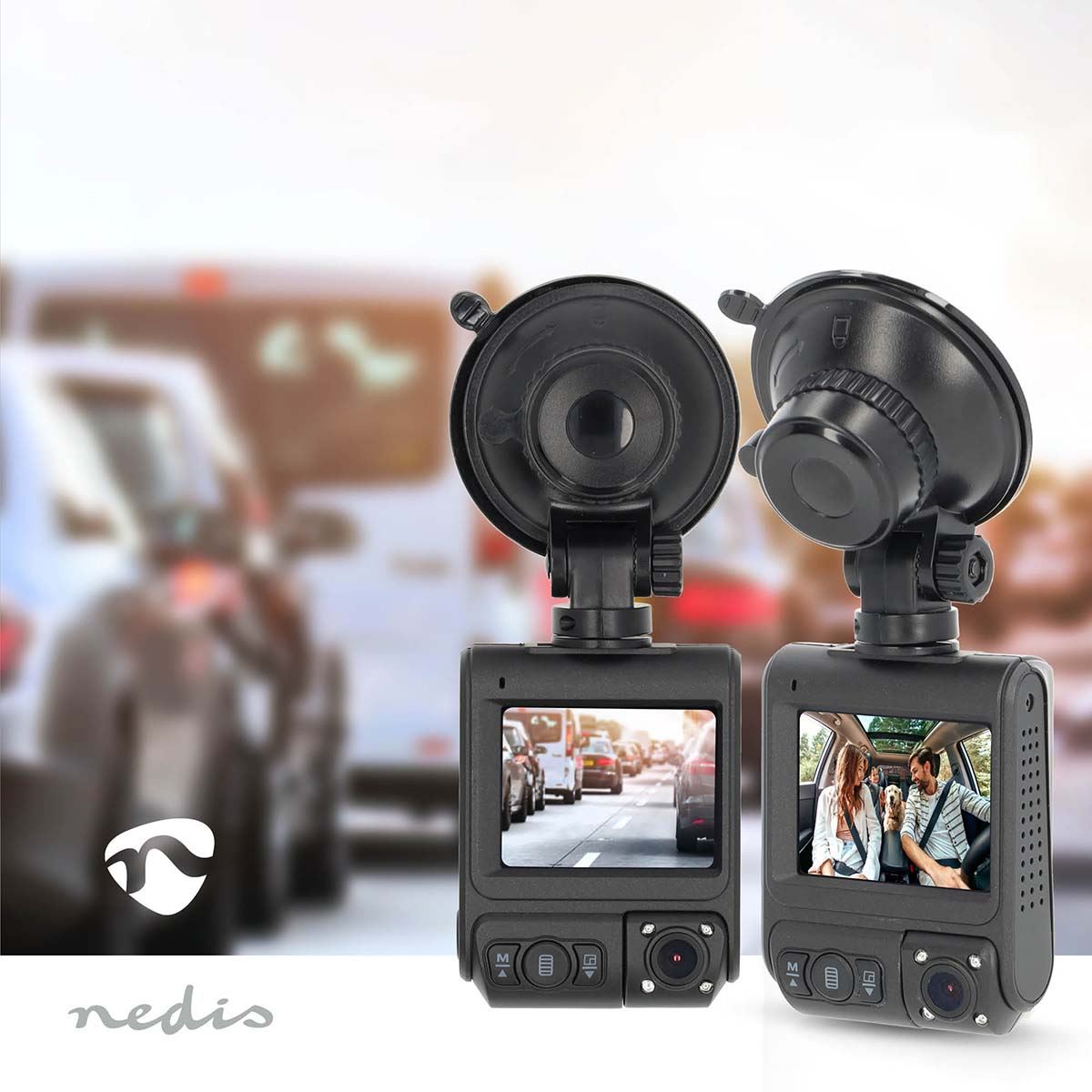 Nedis Dash Cam | 4K@30fps | 12 MPixel | 2 " | Wi-Fi | LCD | Dual camera | Cabine view camera | GPS | Parking sensor | Motion detection | Night view | Black