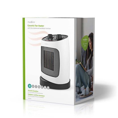 Nedis Ceramic PTC Fan Heater | 1000 / 2000 W | 2 Heat Modes | Adjustable thermostat | Rotates automatically | Overheating protection | Fall over protection