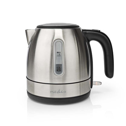 Nedis Electric Kettle | 1.0 l | Stainless Steel | Aluminium | Rotatable 360 degrees | Concealed heating element | Strix® controller | Boil-dry protection