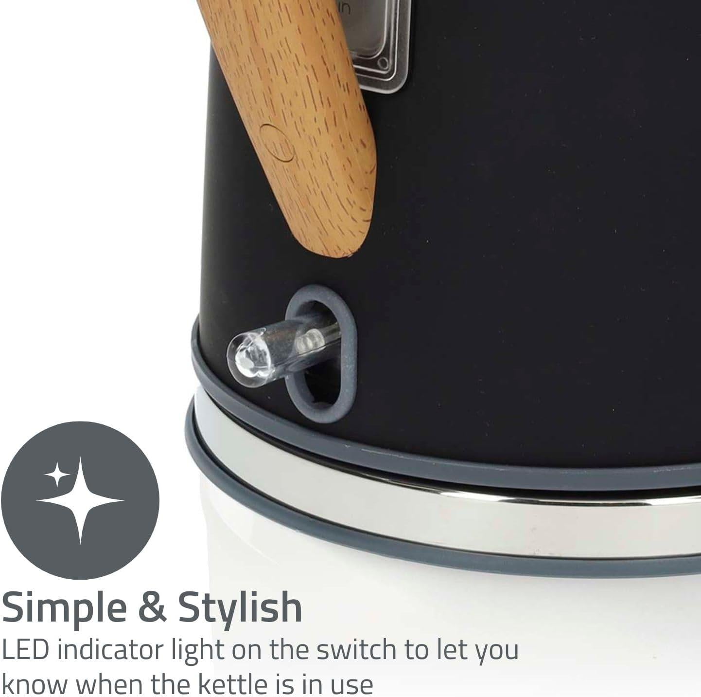 Nedis Electric Kettle | 1.7 l | Soft-Touch | Black | Rotatable 360 degrees | Concealed heating element | Strix® controller | Boil-dry protection