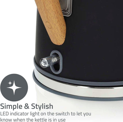 Nedis Electric Kettle | 1.7 l | Soft-Touch | Black | Rotatable 360 degrees | Concealed heating element | Strix® controller | Boil-dry protection