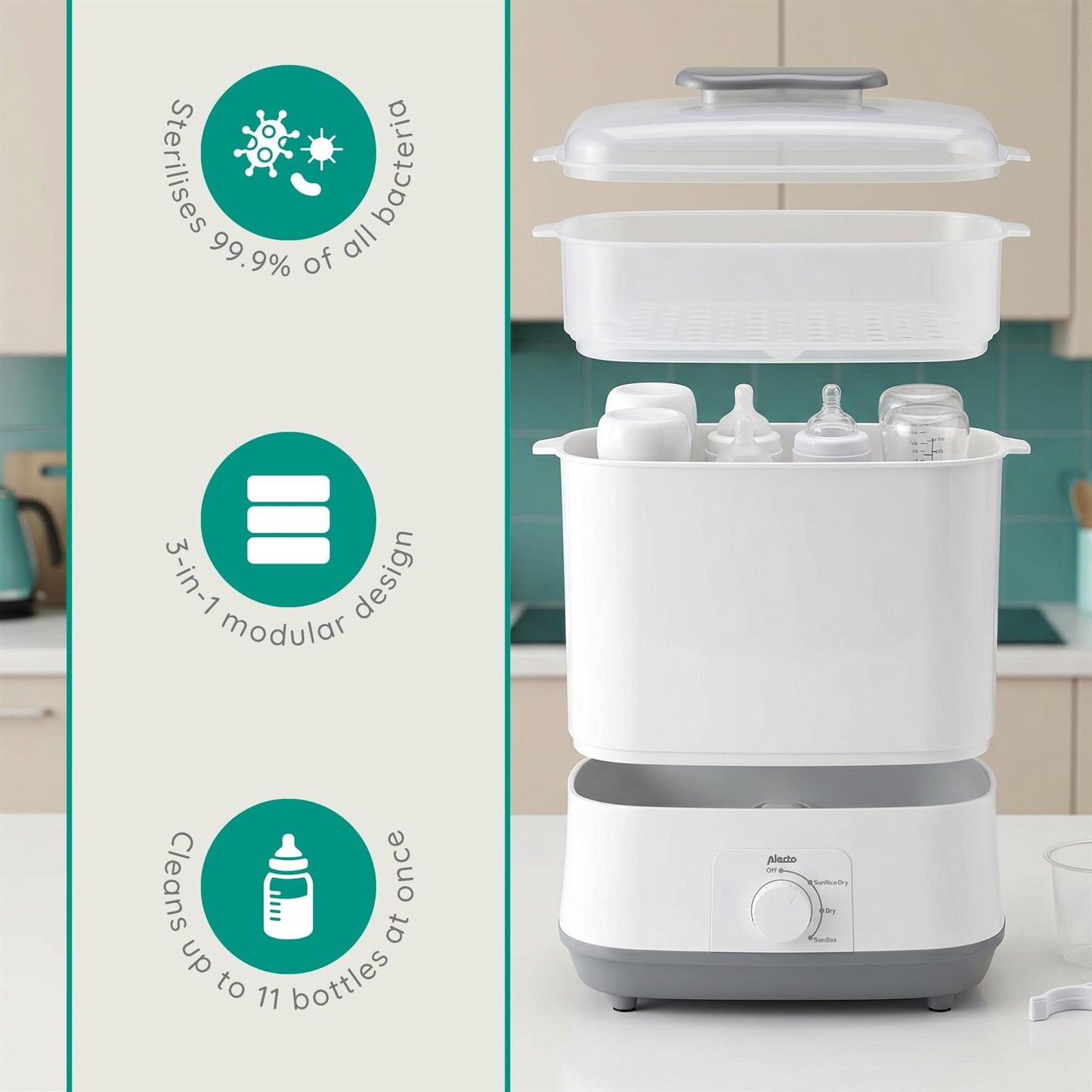 Alecto BF55 | Electric Steam Feeding Bottle Sterilizer With Drying Function