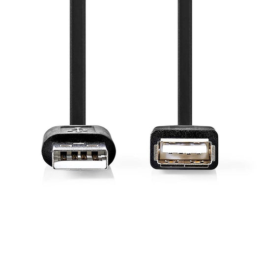 Nedis CCGB60010BK30 | USB Cable | USB 2.0 | USB-A Male | USB-A Female | 480 Mbps | Nickel Plated | 3.00 m | Round | PVC | Black | Box