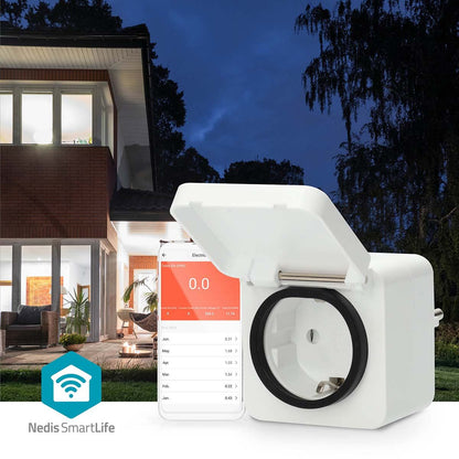 Nedis SmartLife Smart Plug | Wi-Fi | IP44 | 3680 W | Plug with earth contact | -25 - 55 °C | Android™ / IOS | Grey / White | 1 pcs