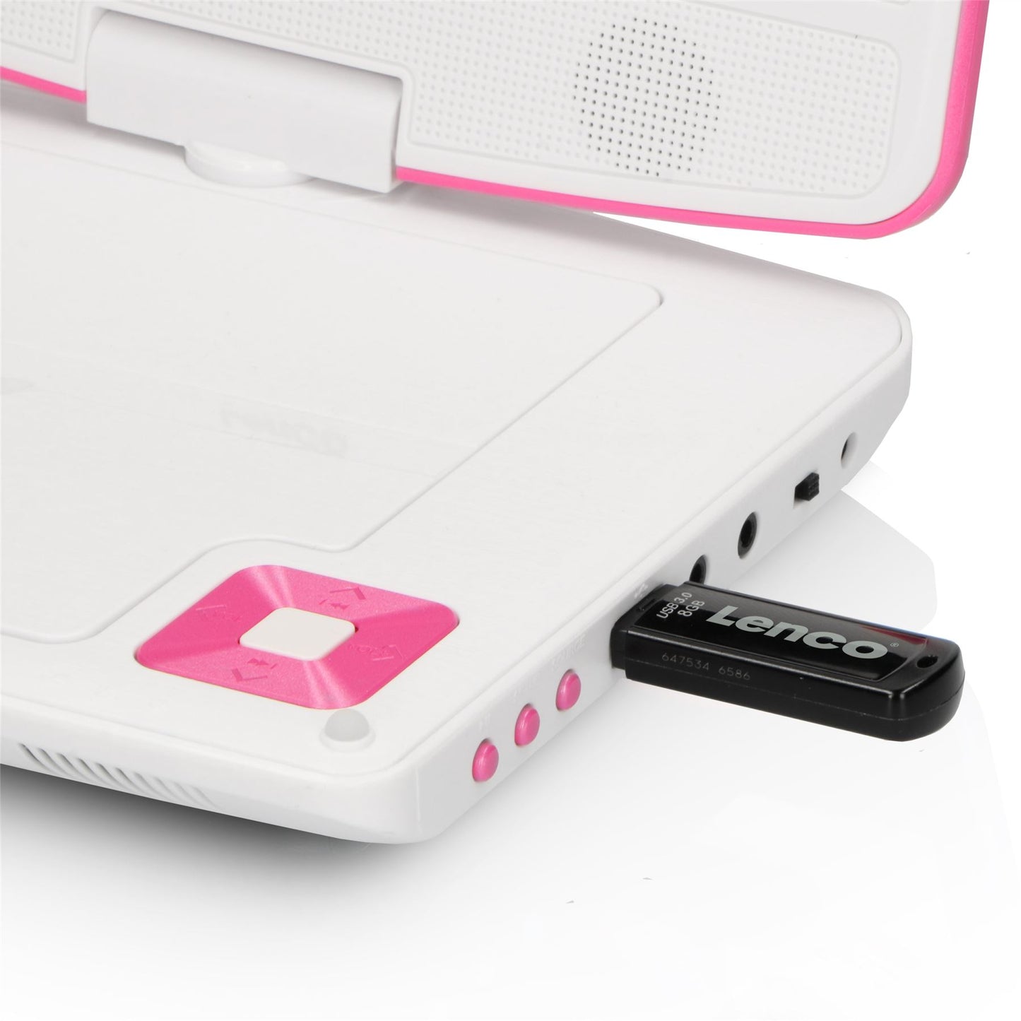 Lenco DVP-910PK | Portable 9" DVD-Player | USB Headphones and Mounting bracket | Pink