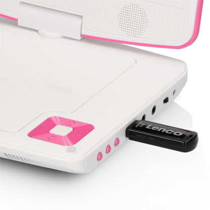 Lenco DVP-910PK | Portable 9" DVD-Player | USB Headphones and Mounting bracket | Pink