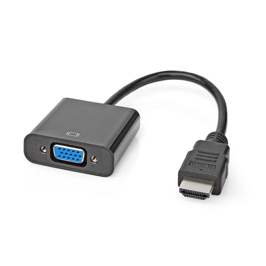 Nedis HDMI™ Adapter | HDMI™ Connector | VGA Female / 3.5 mm Female | Nickel Plated | Straight | PVC | Black | 1 pcs | Box