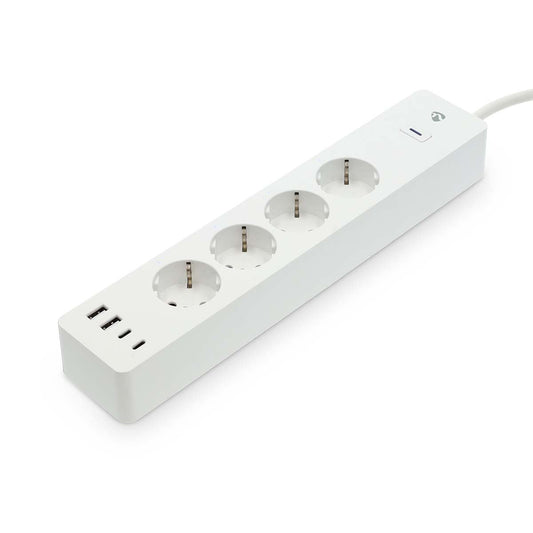 Nedis SmartLife Power Strip | Wi-Fi | 2x USB-A / 2x USB-C™ / 4x plug with earth contact (CEE 7/3) | 16 A | 3680 W | 2.00 m | 0 - 55 °C | Android™ / IOS | White