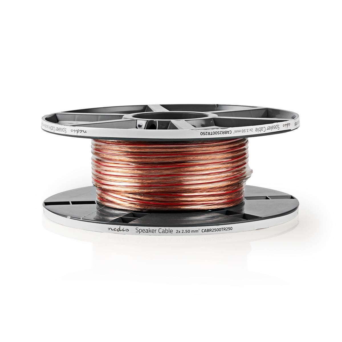 Nedis Speaker Cable | 2 x 2.50 mm² | Copper | 25.0 m | Round | PVC | Transparent | Reel