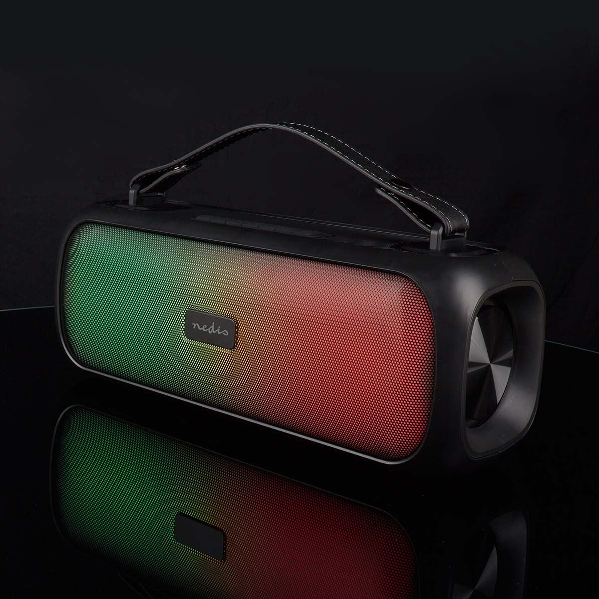 Nedis Bluetooth® Party Boombox | 4.5 hrs | 2.0 | 45 W | Media playback: AUX / USB | IPX5 | Linkable | Carrying handle | Party lights | Black