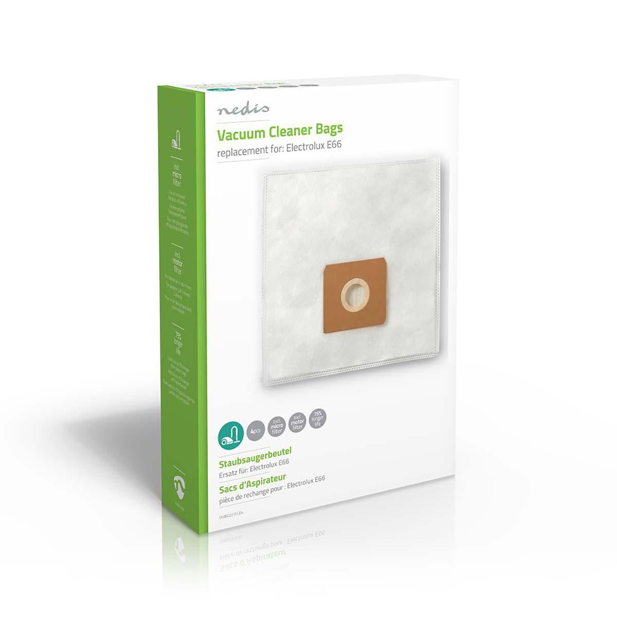 Nedis DUBG227ELE4 | Vacuum Cleaner Bag | 4 pcs | Synthetic | Most sold for: Electrolux | White