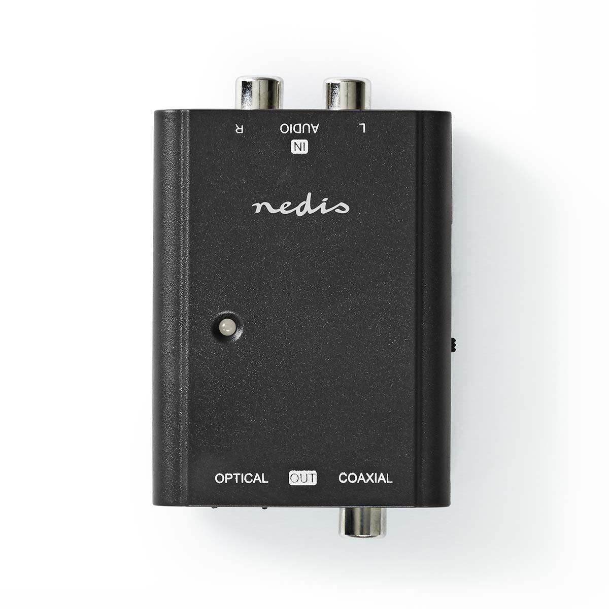 Nedis Digital Audio Converter | 1-way | Connection input: 2x RCA Male | Connection output: 1x S/PDIF (RCA) Female / 1x TosLink Female | ARC | Manual | Black