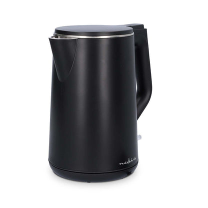 Nedis Electric Kettle | 1.5 l | Plastic | Black | Rotatable 360 degrees | Concealed heating element | Strix® controller | Boil-dry protection