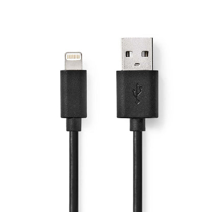 Nedis Lightning Cable | USB 2.0 | Apple Lightning 8-Pin | USB-A Male | 480 Mbps | Nickel Plated | 2.00 m | Round | PVC | Black | Label