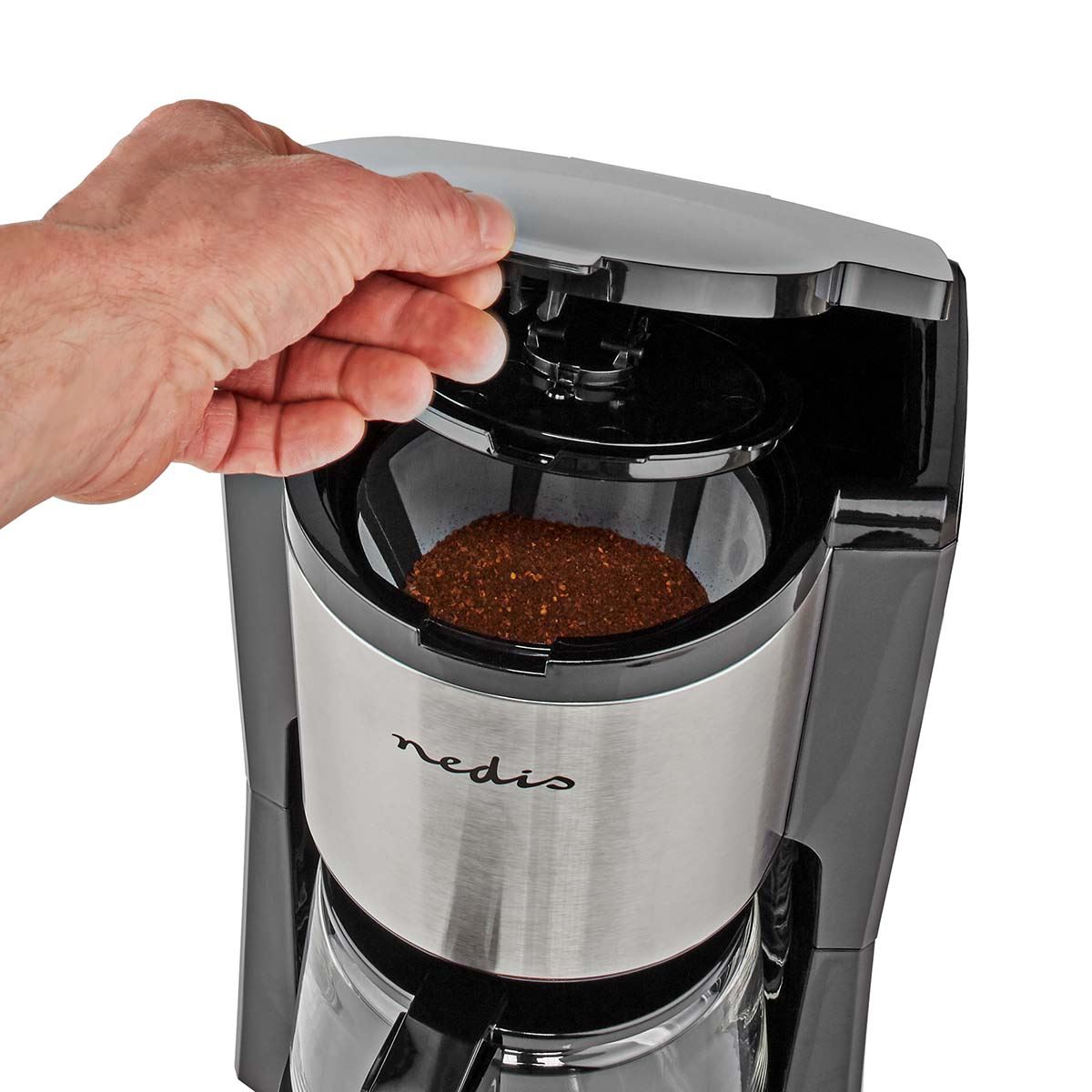 Nedis Coffee Maker | Filter Coffee | 1.5 l | 12 Cups | Keep warm feature | Black / Silver