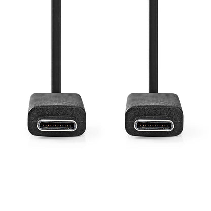 Nedis USB Cable | USB 3.2 Gen 2 | USB-C™ Male | USB-C™ Male | 240 W | 8K@30Hz | 20 Gbps | Nickel Plated | 1.00 m | Round | PVC | Black | Label