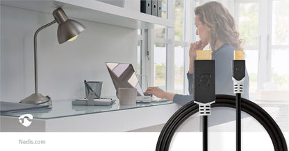 Nedis Mini DisplayPort Cable | DisplayPort 1.4 | Mini DisplayPort Male | HDMI™ Connector | 48 Gbps | Gold Plated | 2.00 m | Round | PVC | Anthracite | Polybag