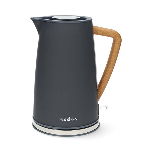 Nedis Electric Kettle | 1.7 l | Soft-Touch | Grey | Rotatable 360 degrees | Concealed heating element | Strix® controller | Boil-dry protection
