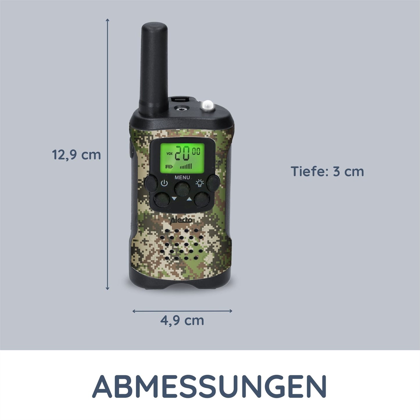 Alecto Walkie-Talkie Set | 2 Handsets | Up to 7 km | Frequency channels: 8 | VOX | up to 3 Hours | Camouflage