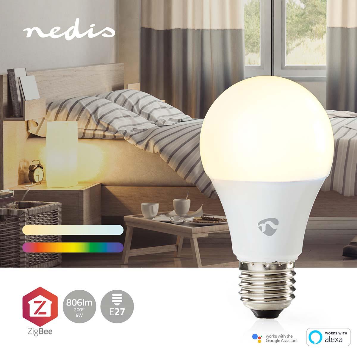Nedis SmartLife Full Colour LED Bulb | Zigbee 3.0 | E27 | 806 lm | 9 W | RGB / Warm to Cool White | 2200 - 6500 K | Android™ / IOS | Bulb | 1 pcs