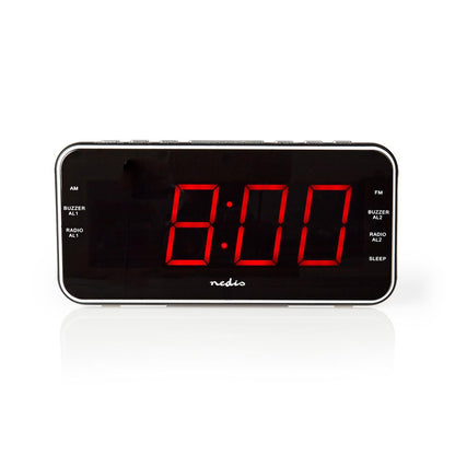 Nedis Digital Alarm Clock Radio | LED Display | 1x 3.5 mm Audio Input | Time projection | AM / FM | Snooze function | Sleep timer | Number of alarms: 2 | Black