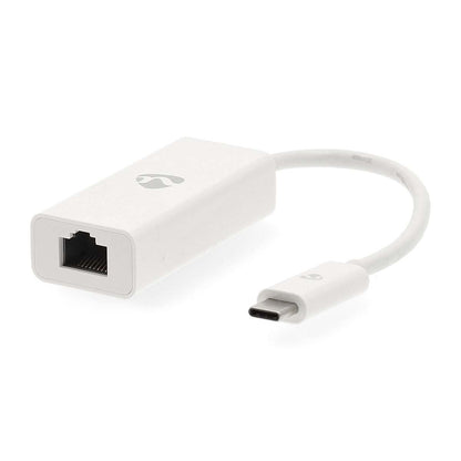 Nedis USB Network Adapter | USB 3.2 Gen 1 | 1000 Mbps | USB-C™ Male | RJ45 Female | 0.20 m | Round | Nickel Plated | Tinned Copper | White | Envelope