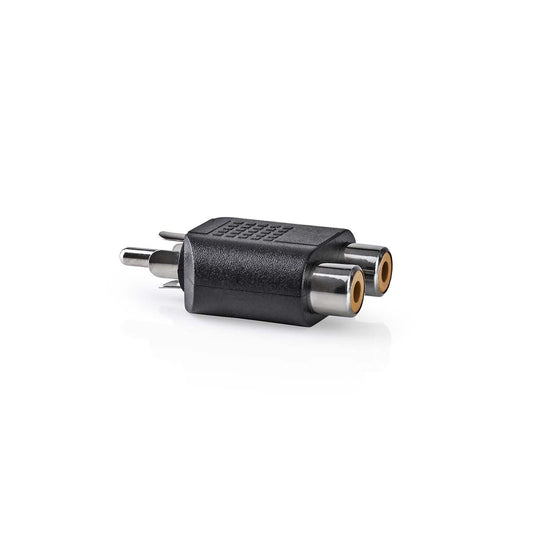 Nedis Subwoofer Adapter | RCA Male | 2x RCA Female | Nickel Plated | Straight | ABS | Black | 1 pcs | Box