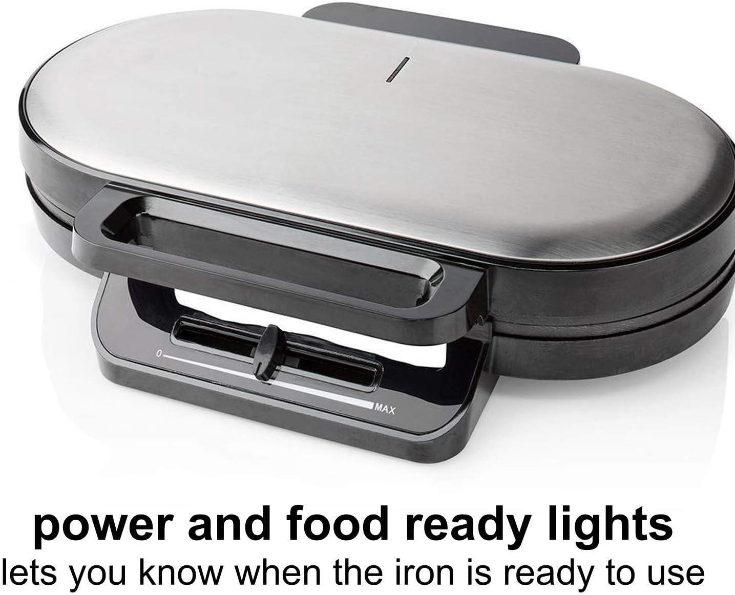 MESLISSA Waffle Maker | 2 x 5 Heart shaped waffles | 12 cm | 1200 W | Automatic temperature control | Metal / Plastic