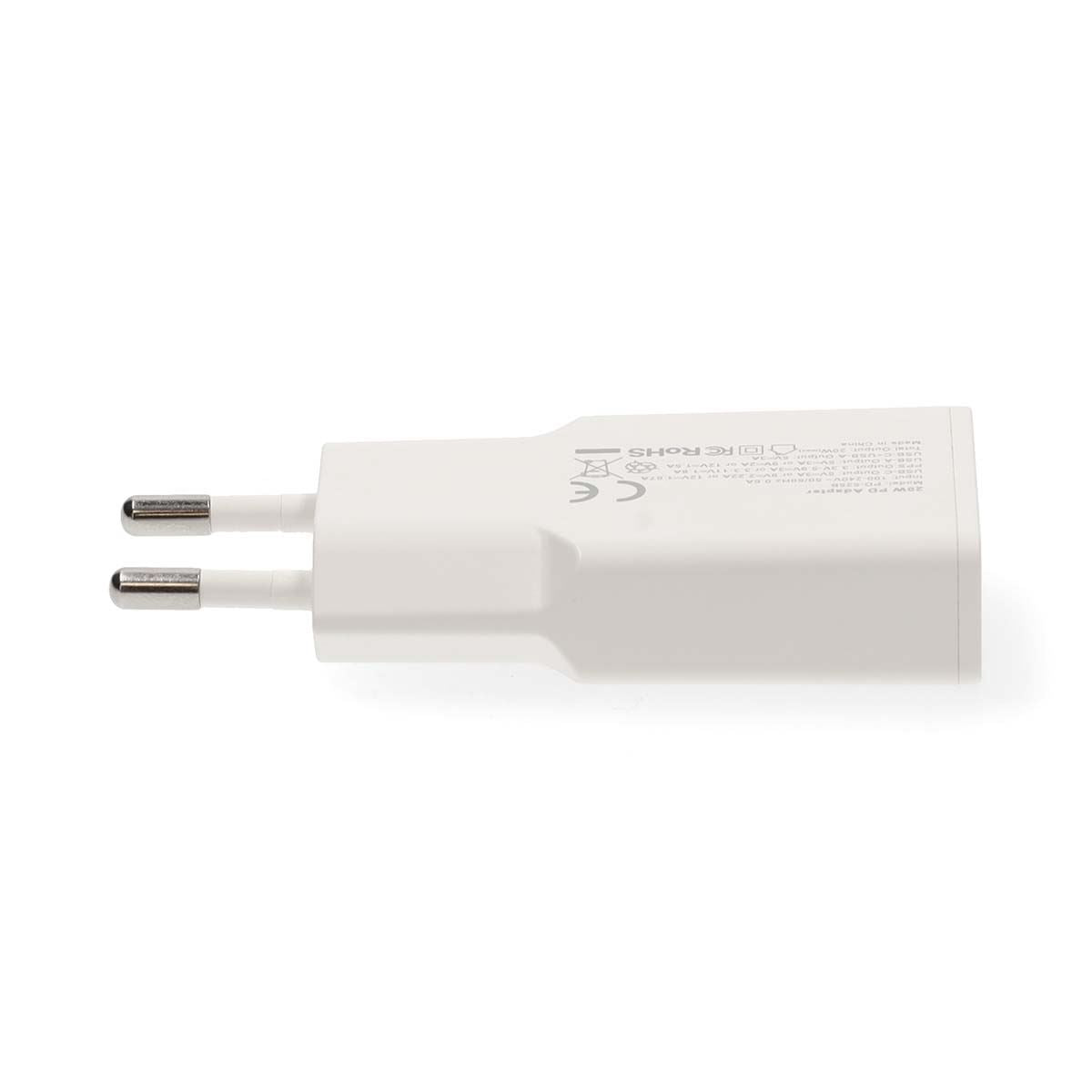 Nedis Wall Charger | 20 W | GaN | PD3.0 | Quick charge feature | 1.5 / 2.0 / 2.22 / 3.0 A | Number of outputs: 2 | USB-A / USB-C™ | USB-C™ (Loose) Cable | 1.50 m | Automatic Voltage Selection | White