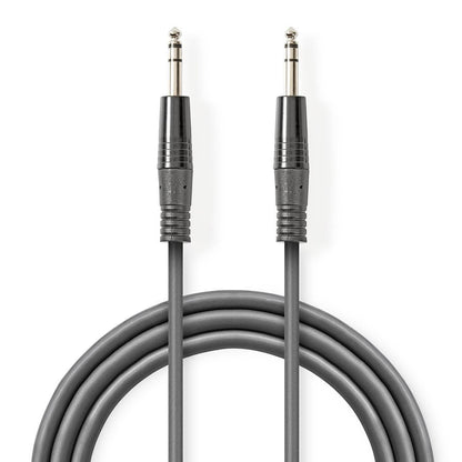 Nedis Stereo Audio Cable | 6.35 mm Male | 6.35 mm Male | Nickel Plated | 3.00 m | Round | Dark Grey | Carton Sleeve