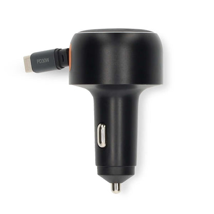 Nedis Car Charger | 30 W | 2.4 / 3.0 A | Number of outputs: 1 | USB-C™ Retractable Cable | 0.70 m | Automatic Voltage Selection