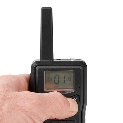 Nedis Walkie-Talkie Set | 2 Handsets | Up to 10 km | Frequency channels: 8 | PTT / VOX | up to 6 Hours | Charging base included | Headphone output | Black