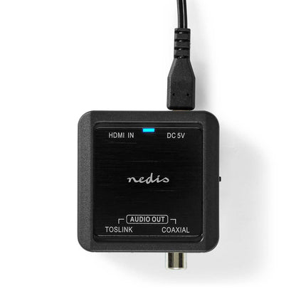 Nedis Digital Audio Converter | 1-way | Connection input: DC Power / HDMI™ Input | Connection output: 1x Coax Audio / 1x TosLink Female | Automatic | Anthracite