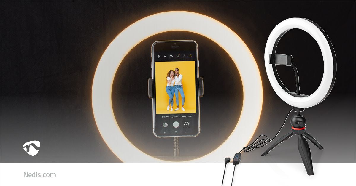 Nedis Ring Light | 10 inch | 120 LED's | 2700 - 6700 K | Tripod | Black