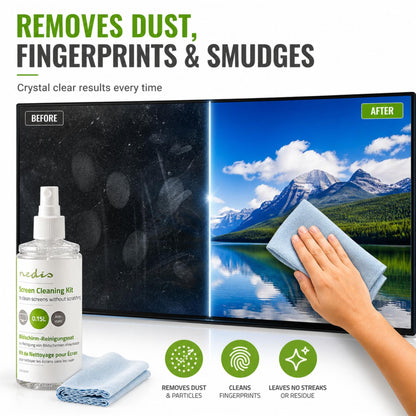 Nedis Screen Cleaner | Spray | 150 ml | Notebook / Smartphone / Tablet / TV Screen | Wiper included