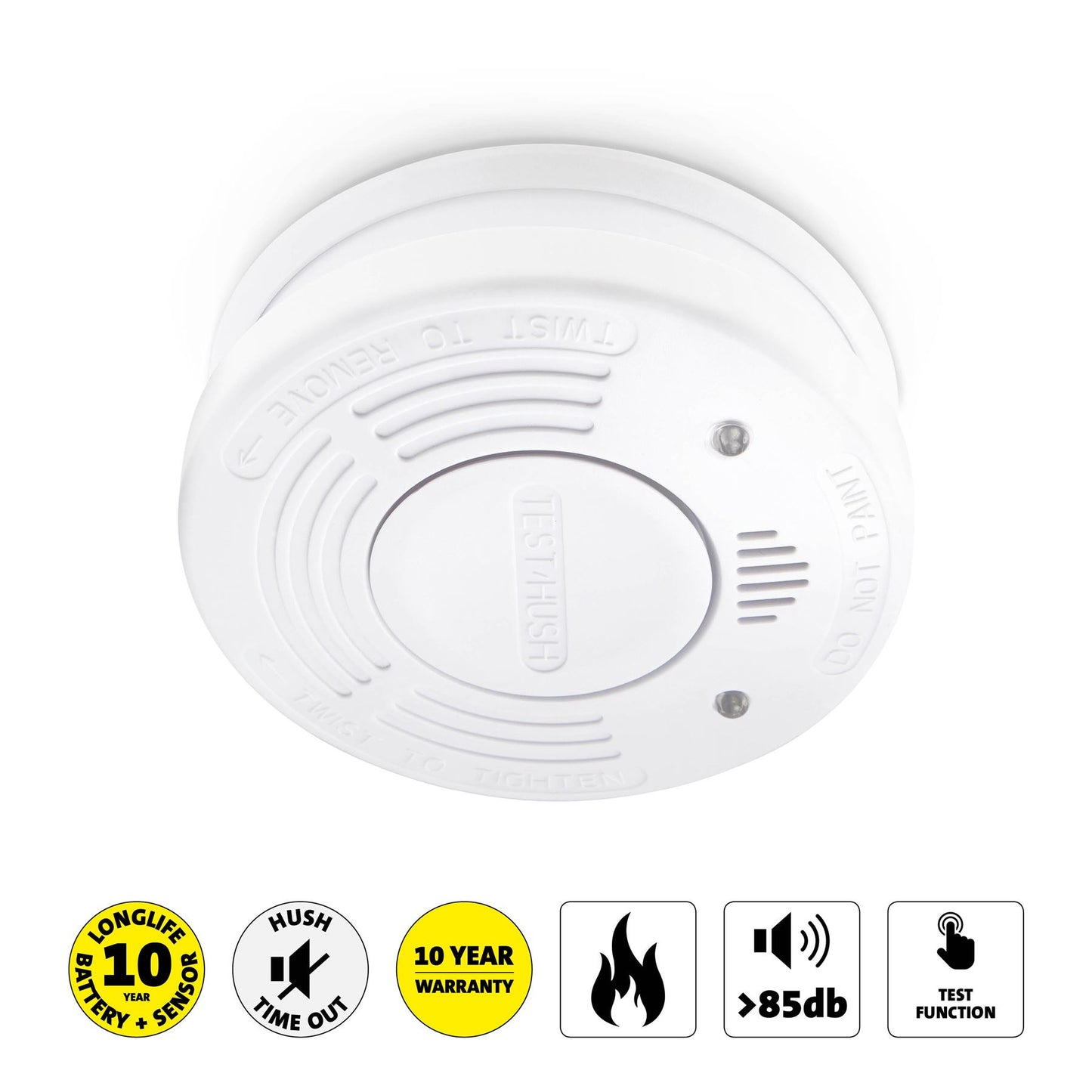 Alecto SD1010 | Smoke detector with Runtime Sensor | >85 dB | 10 Year Battery Included | EN14604:2005/AC:2008 | White