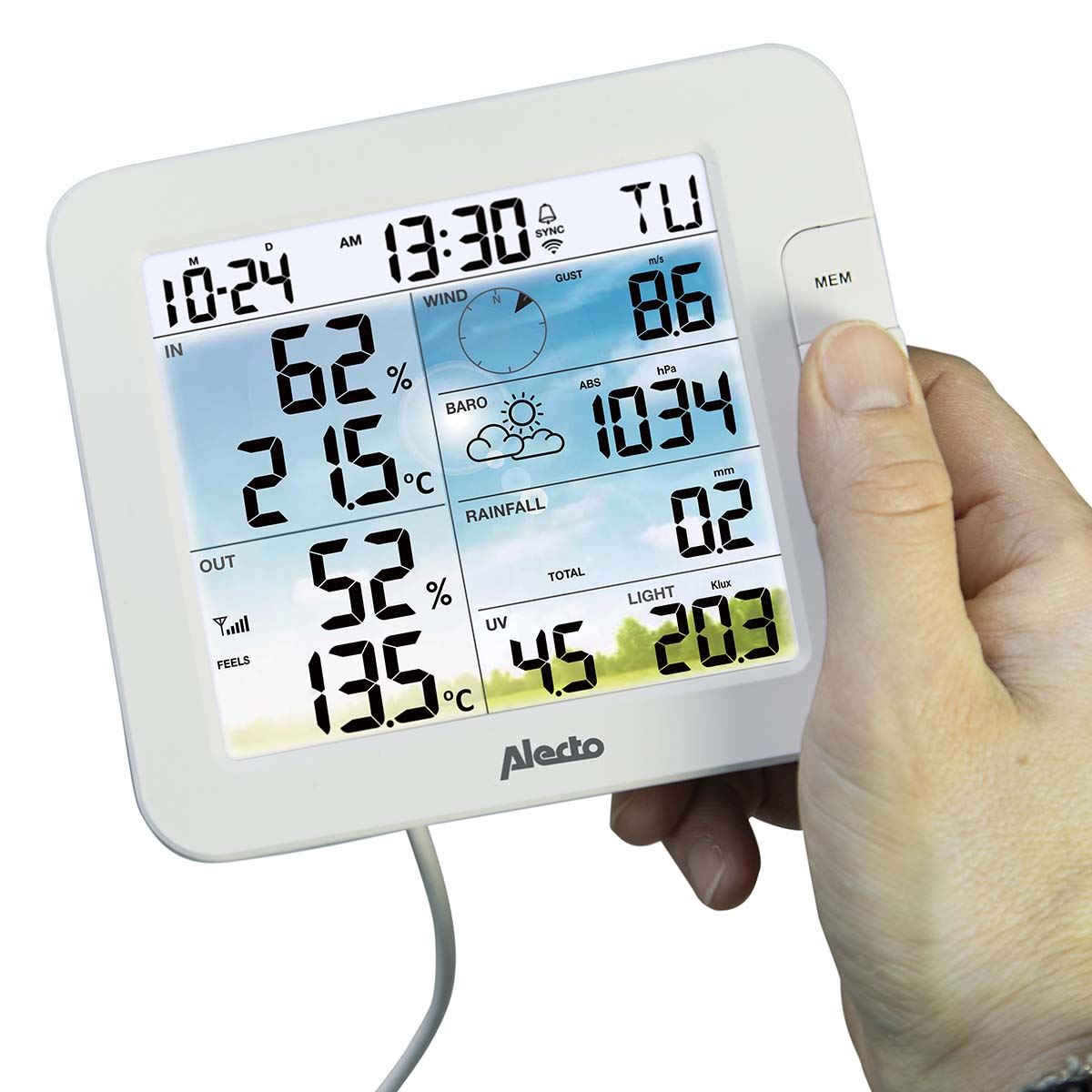 Alecto WS5400 | 8-in-1 Wi-Fi Smart Weather Station | Indoor and Outdoor Temperature, Forecast, Wind, Pressure, Humidity, Rain & More | Outside Wireless sensor | Application | Grey