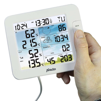 Alecto WS5400 | 8-in-1 Wi-Fi Smart Weather Station | Indoor and Outdoor Temperature, Forecast, Wind, Pressure, Humidity, Rain & More | Outside Wireless sensor | Application | Grey