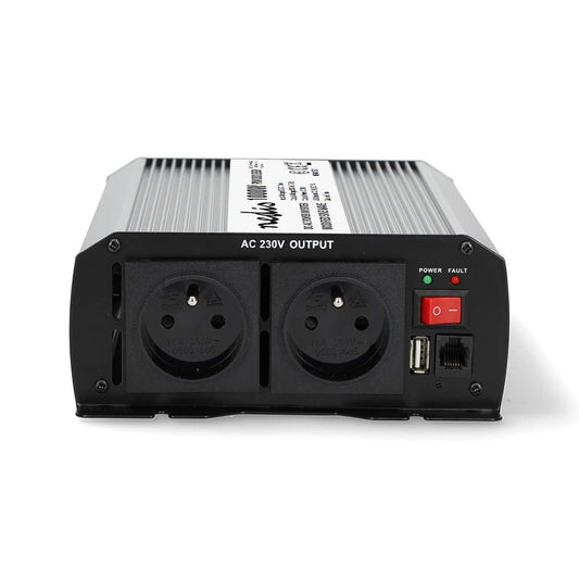 Nedis Power Inverter Modified Sine Wave | Input voltage: 12 V DC | Device power output connection(s): Type E (CEE 7/5) / USB-A | 230 V AC 50 Hz | 1000 W | Peak power output: 2000 W | Screw Terminal | Silver