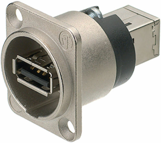 Neutrik Reversible USB 2.0 gender changer (type A and B), Nickel D-housing