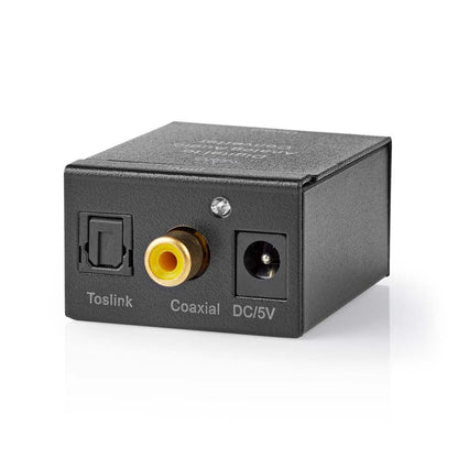 Nedis Digital Audio Converter | 1-way | Connection input: 1x Digital RCA / 1x TosLink | Connection output: 1x (2x RCA) / 1x 3.5 mm | Automatic | Integrated amplifier | Black