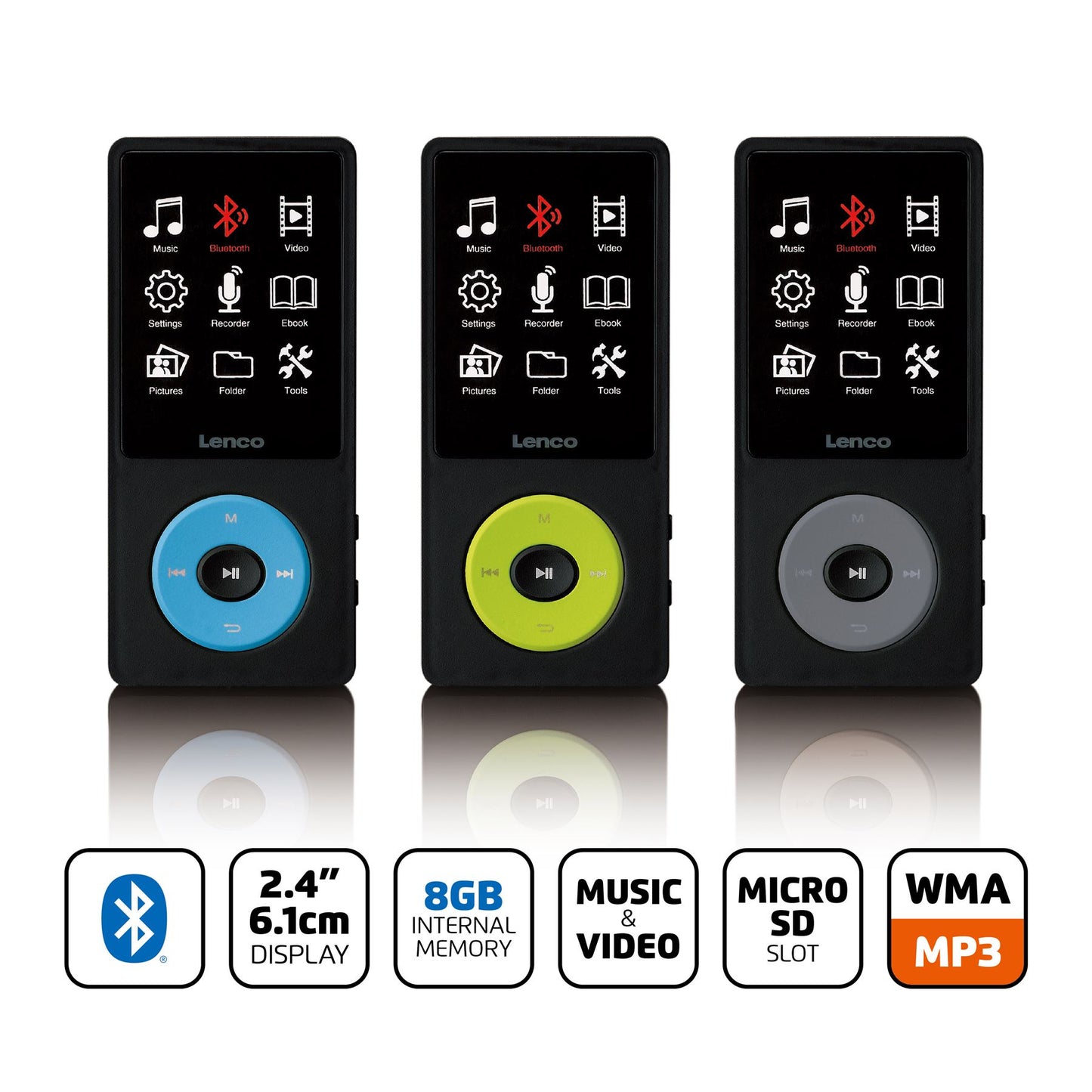 Lenco XEMIO-860BK | MP3/MP4 Player | Bluetooth® | 8GB | Micro SD Card Expansion | Black