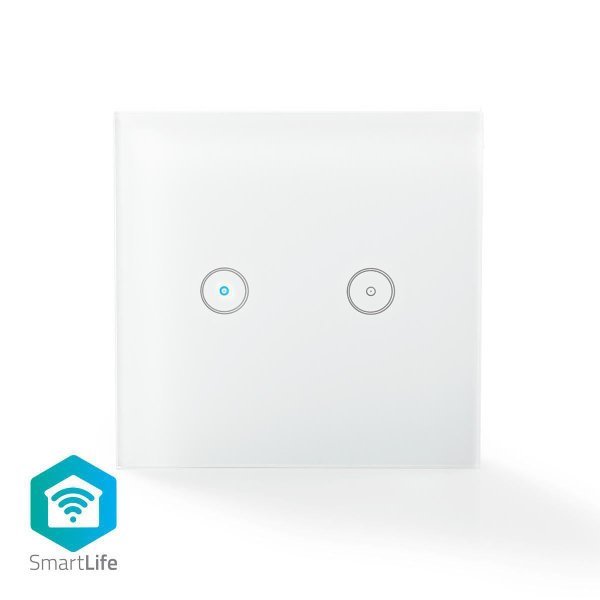 Nedis SmartLife Wall Switch | Wi-Fi | Dual | Wall Mount | 1000 W | Android™ / IOS | Glass | White