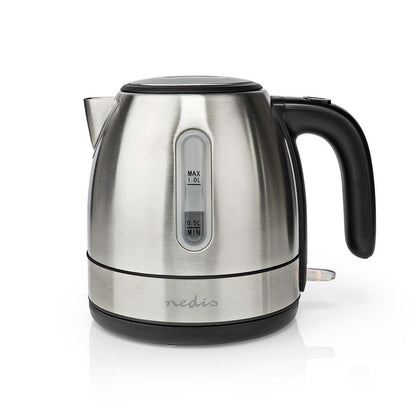 Nedis Electric Kettle | 1.0 l | Stainless Steel | Aluminium | Rotatable 360 degrees | Concealed heating element | Strix® controller | Boil-dry protection